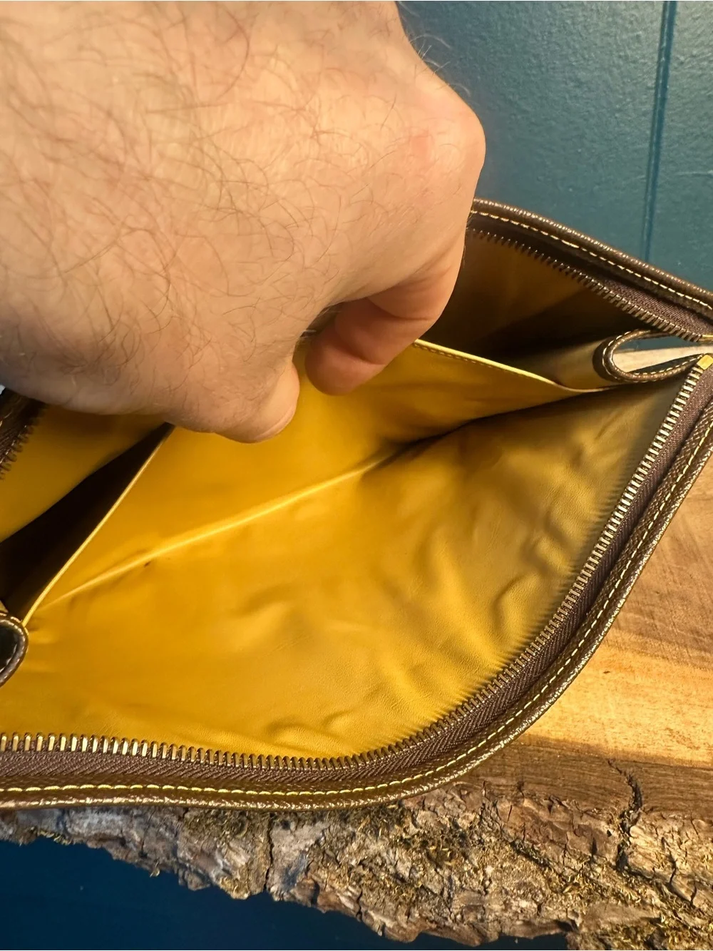 Trussardi Collezione Crespo Brown Leather Clutch/Pouch made in Italy